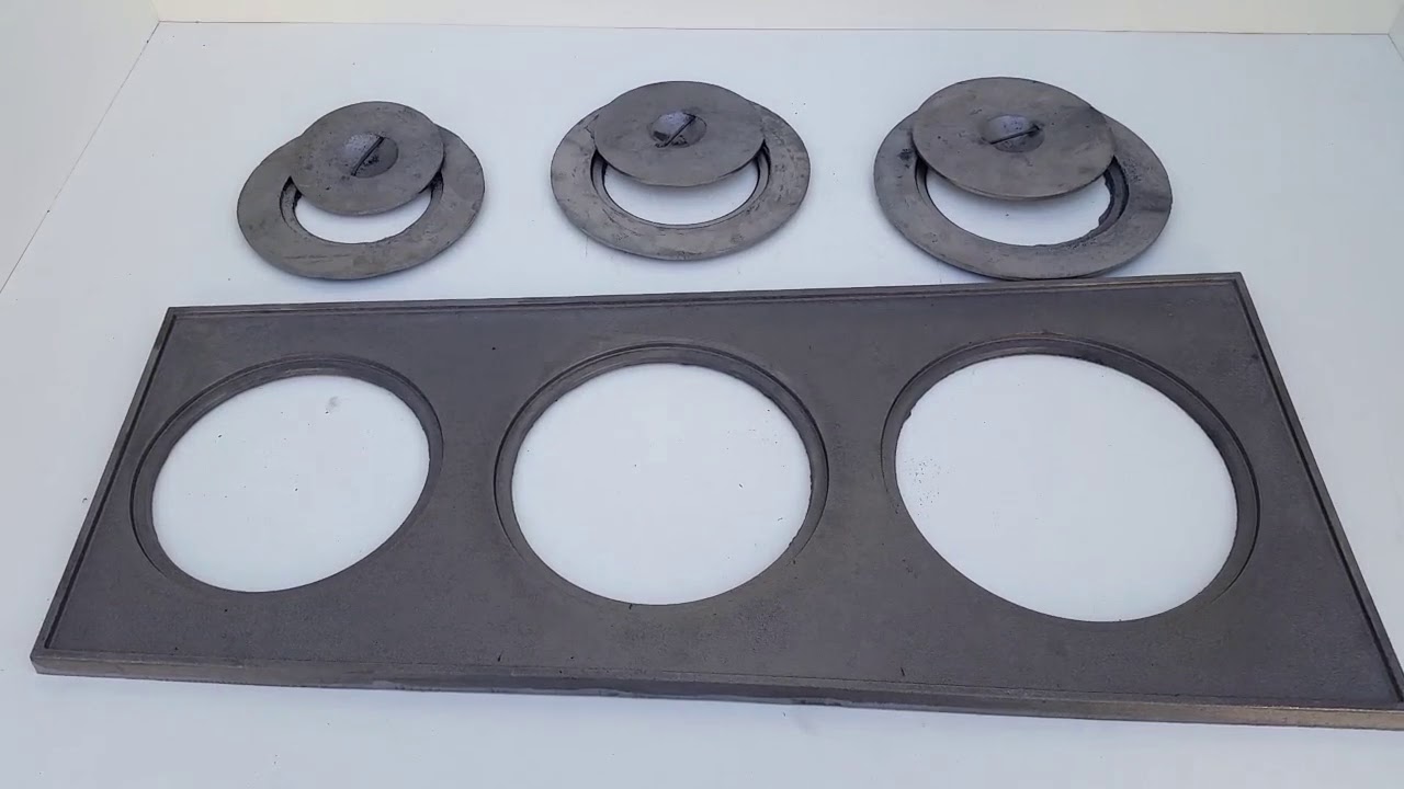 CHAPA PARA FOGÃO A LENHA 3 FUROS COM TAMPA E REDUÇÃO