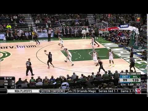 D.J. Wilson 04/17/2019 Detroit Pistons vs Milwaukee Bucks Highlights