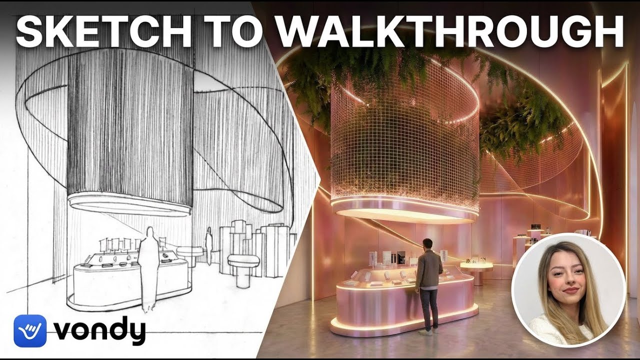 Turn Sketch into 3D Walkthrough using AI | Full Interior Workflow