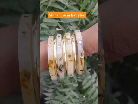 Modern Resin with Brass Accent Stacking Bangles for Women and Girls