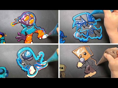 FRIDAY NIGHT FUNKIN-Pancake art Challenge/Baby Whitty, Boyfriend, Among us, Mono little nightmares