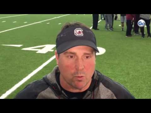 USC coach Will Muschamp at the school's Pro Day