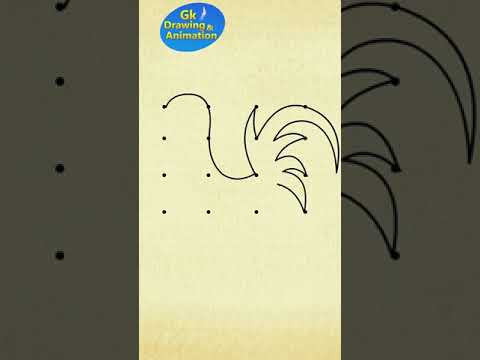 How to draw Rooster with Dots Simple and Easy