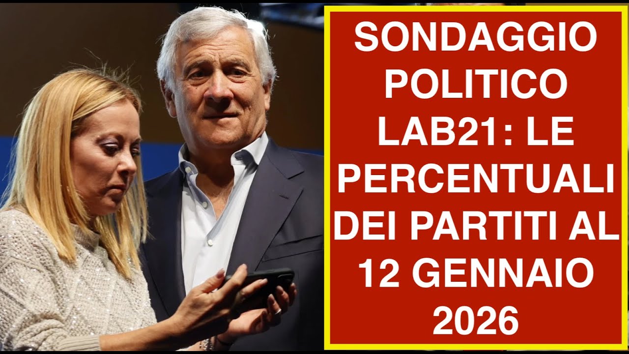 SONDAGGIO POLITICO LAB21: LE PERCENTUALI DEI PARTITI AL 12 GENNAIO 2026