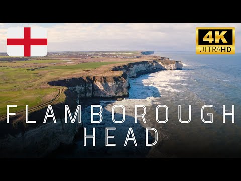 FLAMBOROUGH HEAD 4K - Scenic Cliff Sea Shore in England - Relaxing Drone Footage