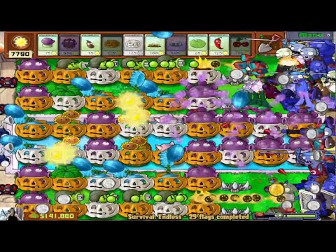 Plants Vs Zombies Survival Endless Hard 1-50 Flags