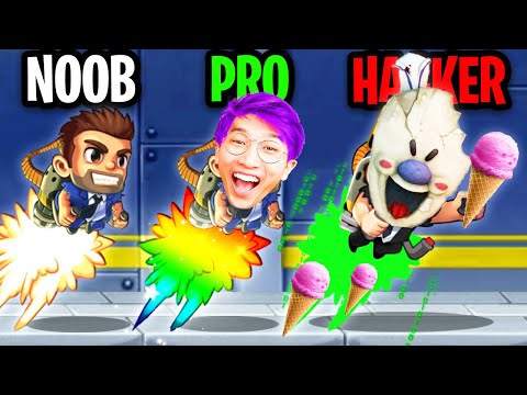 NOOB vs PRO vs HACKER In JETPACK JOYRIDE!? (MAX LEVEL UNLOCKED!)