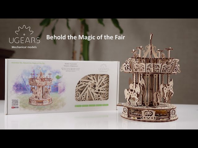 Video teaser for Ugears Carousel Model: Assemble Me. Behold the Magic of the Fair