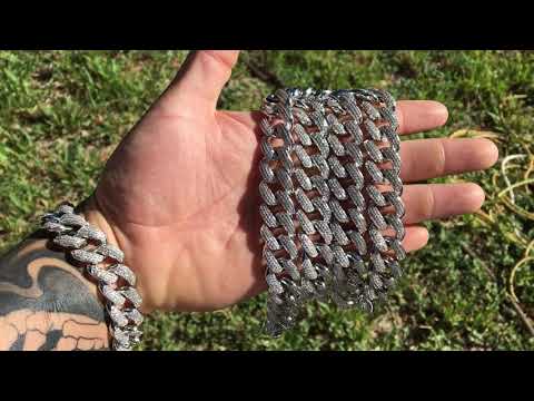 18mm-18k white gold chain