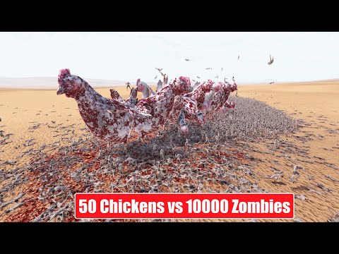 50 Chickens vs 10000 Zombies Fight Ultimate Epic Battle Simulator 2