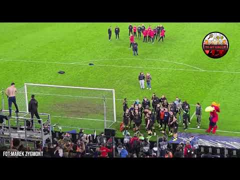 Radość kibiców Pogoni Szczecin po meczu z Koroną Kielce 16.03.2026