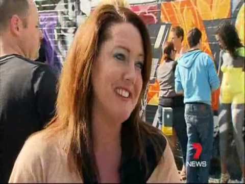 Body Canvas 2011 Graffiti wall with embedded models Channel 7 news