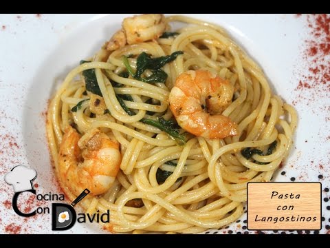 Pasta con Langostinos al Ajo y Limón