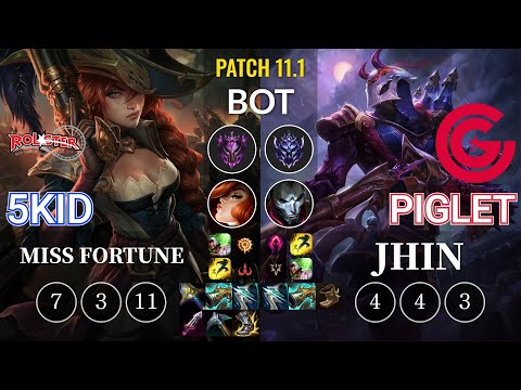 KT 5kid Miss Fortune vs CG Piglet Jhin Bot - KR Patch 11.1