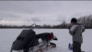 The boy tries the 540 elan for the first time.