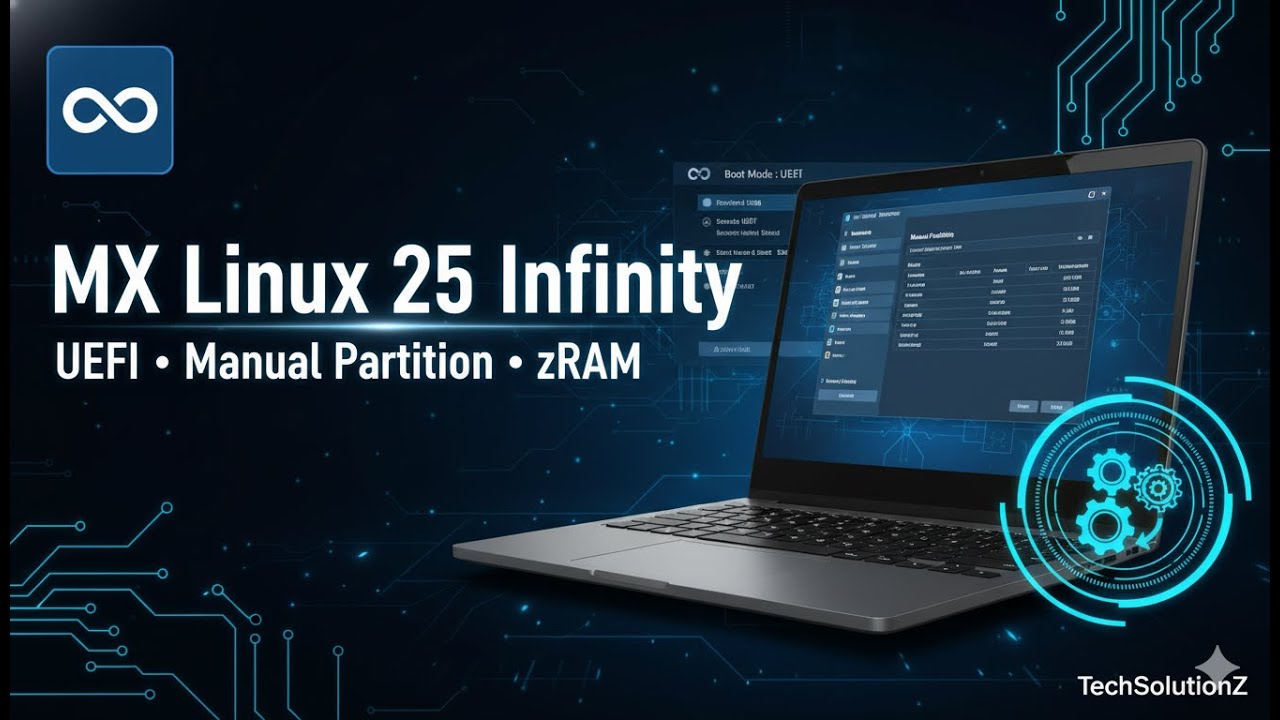 Install MX Linux 25 Infinity (UEFI) | Full Manual Partition Setup, Swap & zRAM | Step-by-Step Guide