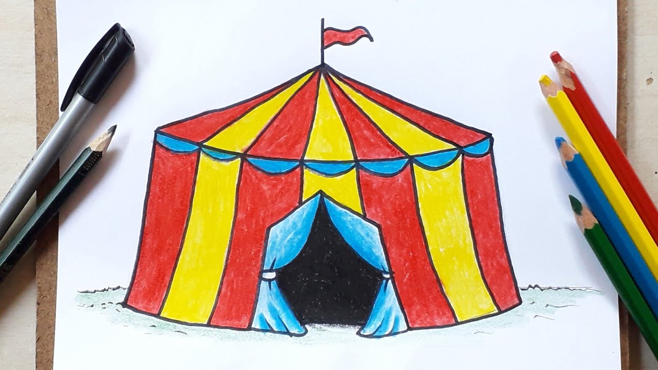 Circo como Desenhar - How to Draw an easy and beautiful circus