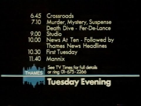 Monday 4th April 1983 ITV Thames - Benny Hill - Adverts - Dudley Moore - First Tuesday - ITN News