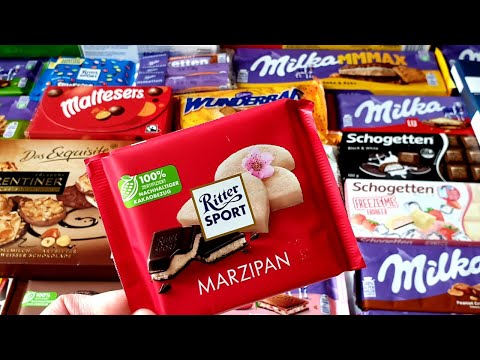 Chocolate Marzipan Ritter Sport Unwrapping