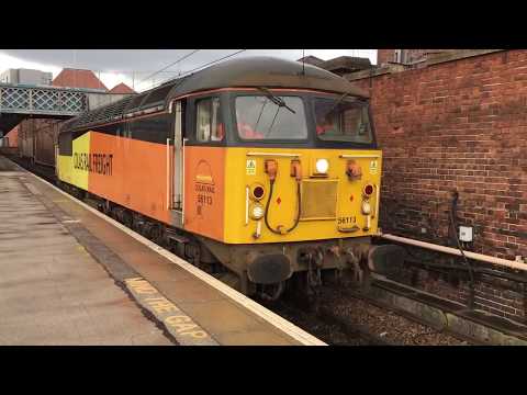 Colas rail class 56 locomotive 56113 departs Doncaster after route learning via Sheffield and chest