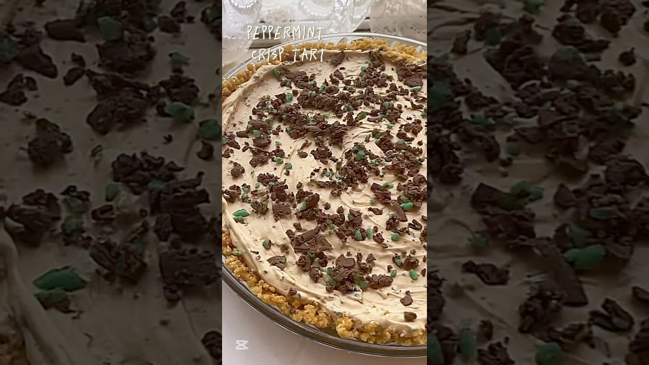5 ingredient peppermint crisp tart!!! no baking 🍫🌿 #dessert #simple #fyp