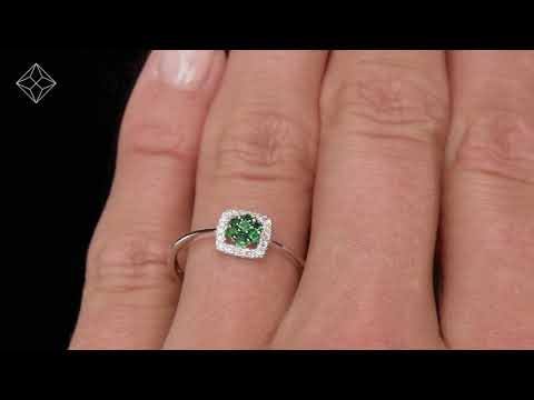 0.13ct Emerald and Diamond Stellato Ring in 9K White Gold - E5028