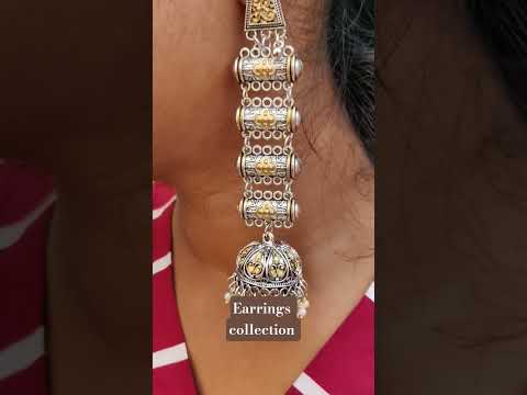 Traditional Dual Shade German Silver Earrings for Festive Look