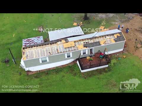 11-1-2018 Trout, La Tornado Damage drone of homes destroyed, fallen trees on homes, tree damage