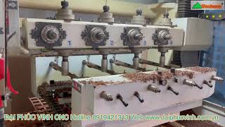 Máy cnc 4 trục 16 dao kẹp chống tâm xoay 360 độ Woodmaster