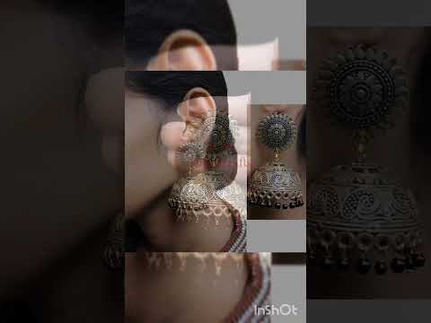 German silver Gold plating Earrings with Black Beads