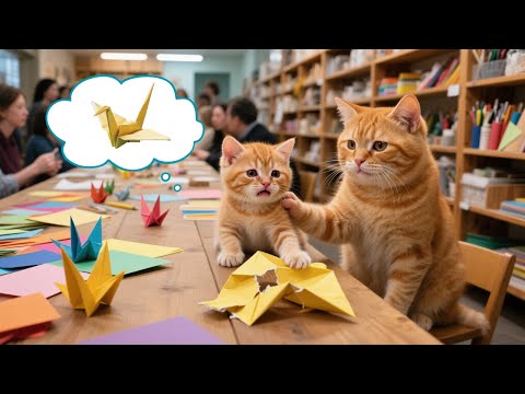 Ginger Kitten & Mama Cat Join a Mysterious Origami Workshop in Japan 🎏✨