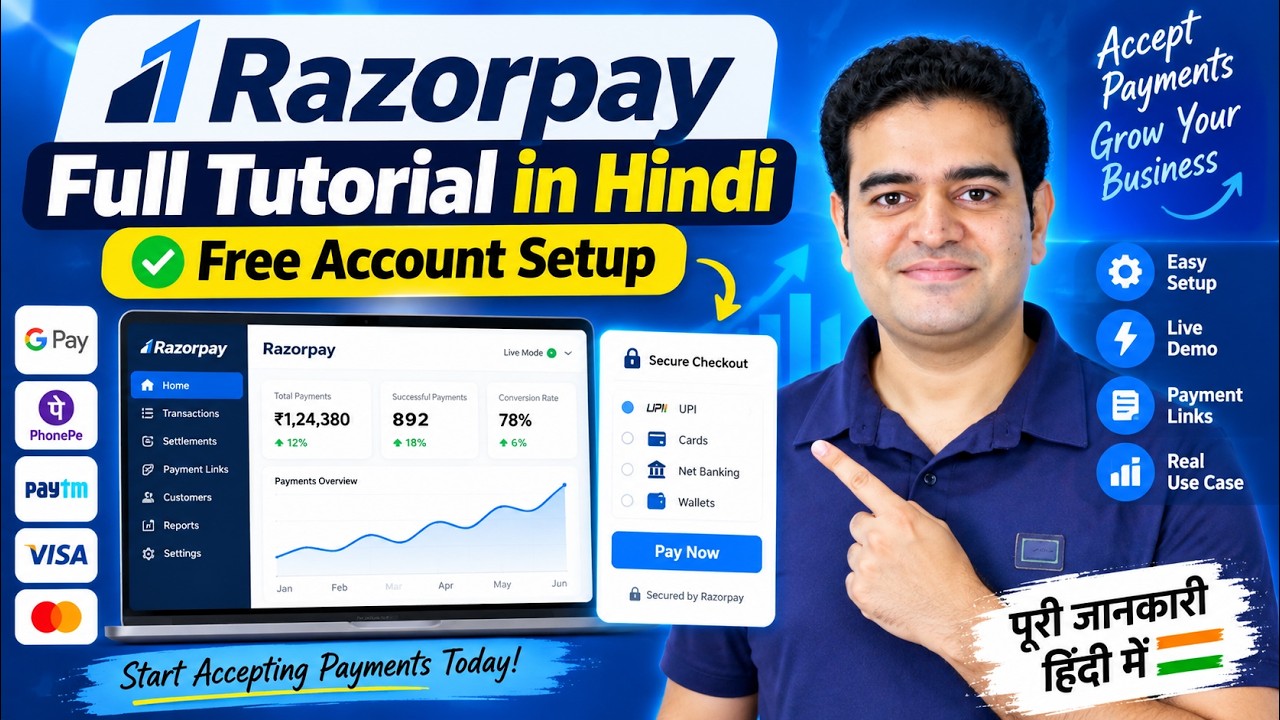 Razorpay Payment Gateway Full Tutorial in Hindi 2026 | Free Account Setup | #razorpay #onlinepayment