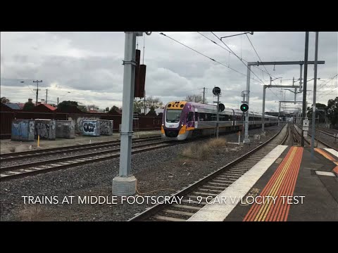 Trains at Middle Footscray + 9 car V/locity testing