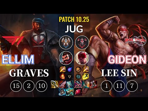 T1 Ellim Graves vs KT GIDEON Lee Sin Jungle - KR Patch 10.25