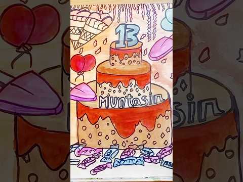 Amazing watercolor cake drawing |#ytshorts #muntasirart#shortscreator  #watercolor #drawing
