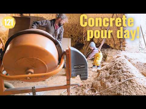 Concrete Footers Poured in the Old Barn, Heavy Rain Tests Drainage | Renovation in South France #121