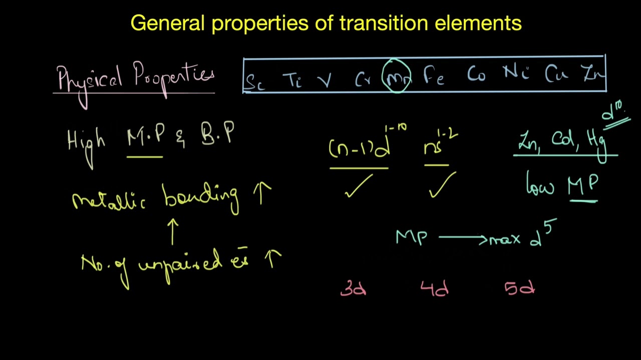Trends in the general properties | The d-block elements | Chemistry | Khan Academy