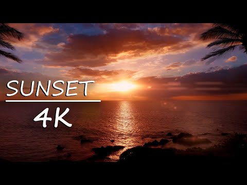 Calming Sunset Sea! 4K ASMR Ocean Waves With Nature Sounds! Relaxation Time