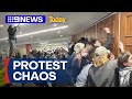 Pro-Palestine supporters storm Labor Party conference in Victoria | 9 News Australia