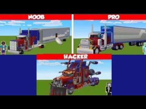 Minecraft: Noob vs Pro vs Hacker Optimus prime truck house build challenge/ Animation
