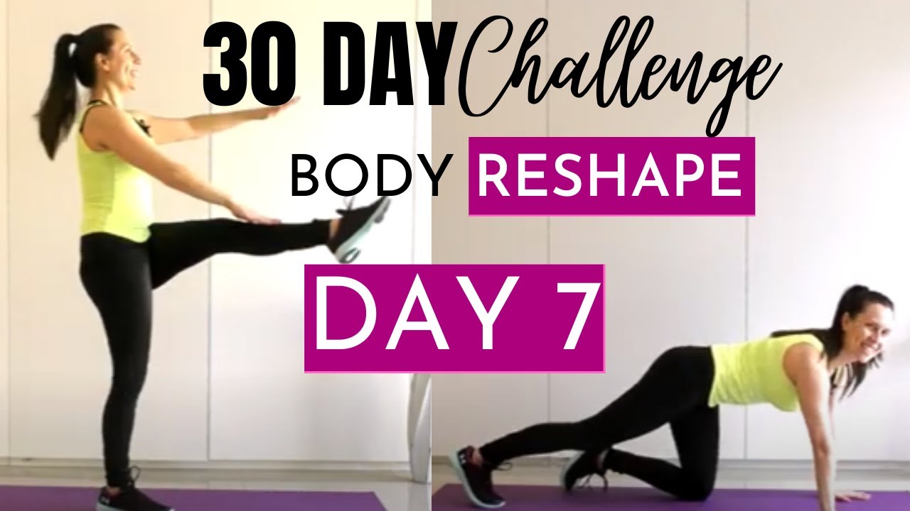 DAY 7 : 30 DAY BODY RESHAPE CHALLENGE | Low Impact Total Body Beginner Fitness + Pilates