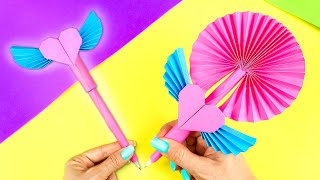 Веерная ручка Канцелярия своими руками Как сделать ручку из бумаги Оригами лайфхаки