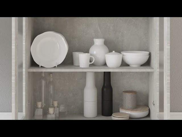 Video teaser for 802772 vidaXL Vitrine Cabinet Concrete Grey 82,5x30,5x185,5 cm Engineered Wood