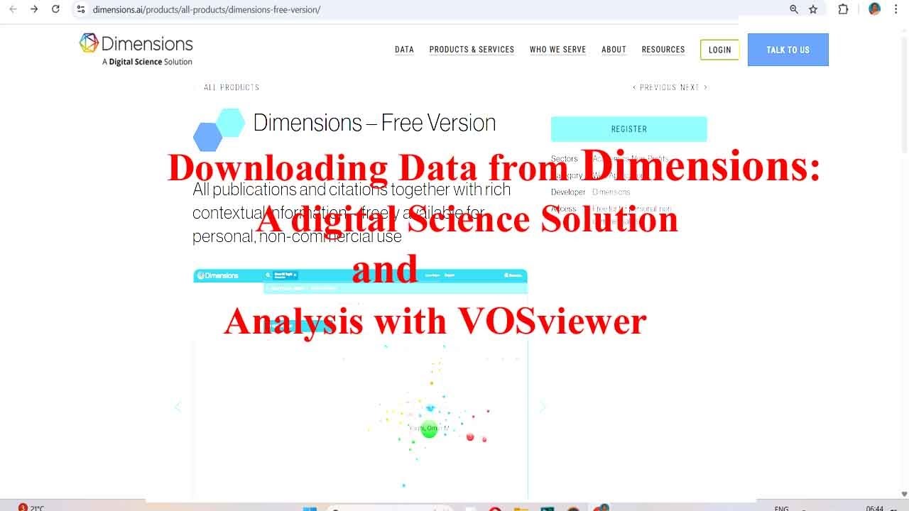 Downloading Data from Dimensions A Digital Science Solution and Analysis with VOSviewer