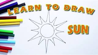 Learn to draw and color the Sun for kids | Basic Sun drawing step by step ♥♥♥