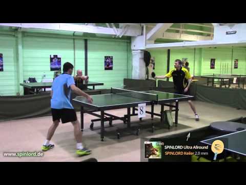 Service return with SPINLORD Keiler 2.0 mm medium pips on SPINLORD Ultra Allround and Ultra Carbon