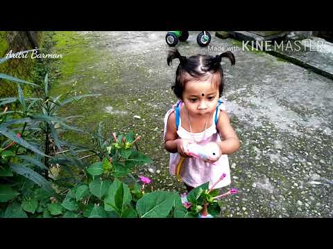 Little Aritri with nursery song.