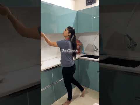 Modern wall mounted aluminium kitchen cupboard