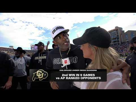 Deion Sanders reacts to upset win vs. Iowa State + Colorado fans storm the field | ESPN CFB