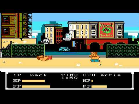 Crash'n The Boys Street Challenge NES Fighting Scene Zack VS. Artie ( best 2 out of 3 wins )